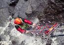 Mountain Rescue Crag Training on High Force Waterfall, Teesdale, County Durham.